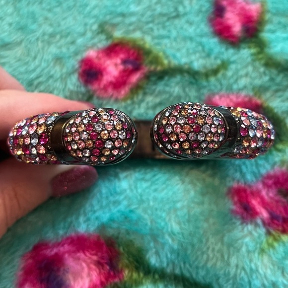 Joan Boyce Jewelry - HSN Joan Boyce Hematite Tone "Kissable" Pave Multi Crystal Cuff Bracelet